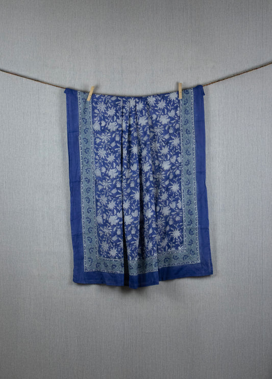 Indigo Petal Sarong - Hand block printed