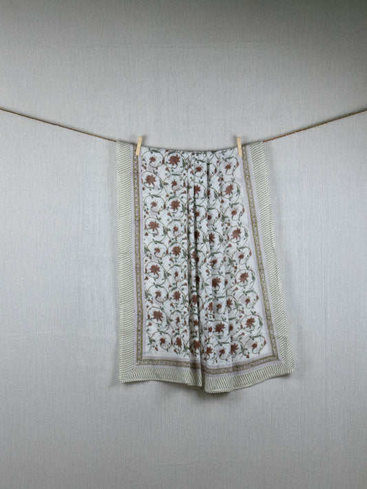 Offwhite Elegance  Sarong - Hand block printed