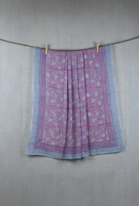 Rosy Horizon  Sarong - Hand block printed