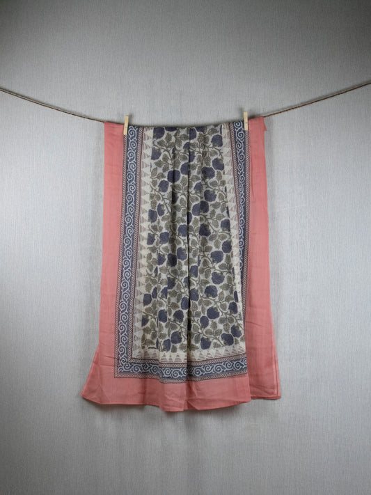 Blue Harvest Dupartta - Hand block printed