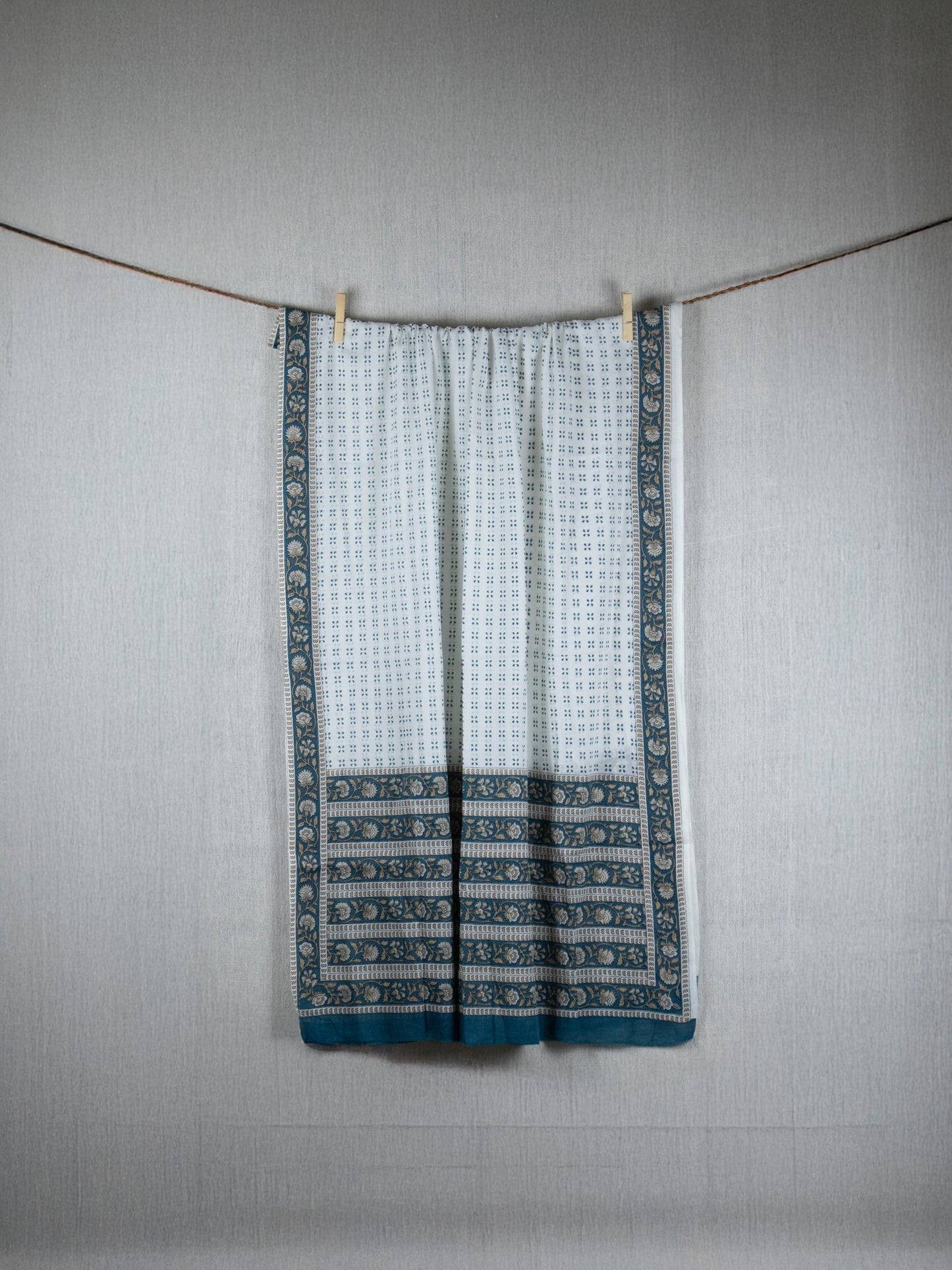 Cloudy Blue Dupartta - Hand block printed