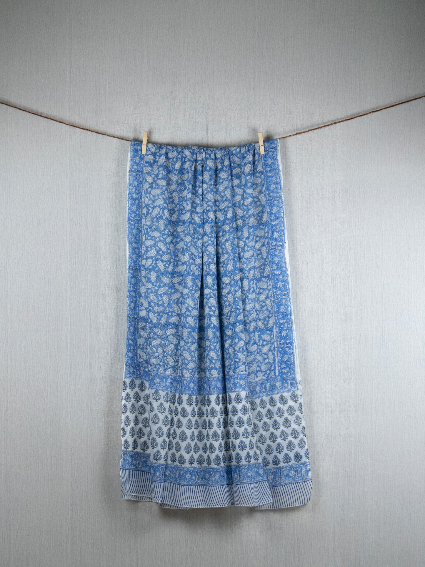 Pineapple Serenade Dupartta - Hand block printed