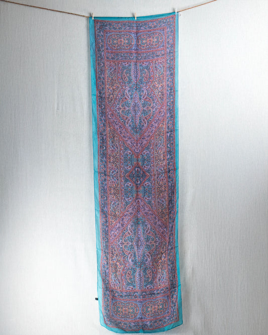 Turquoise Sunset Pure Silk Scarf