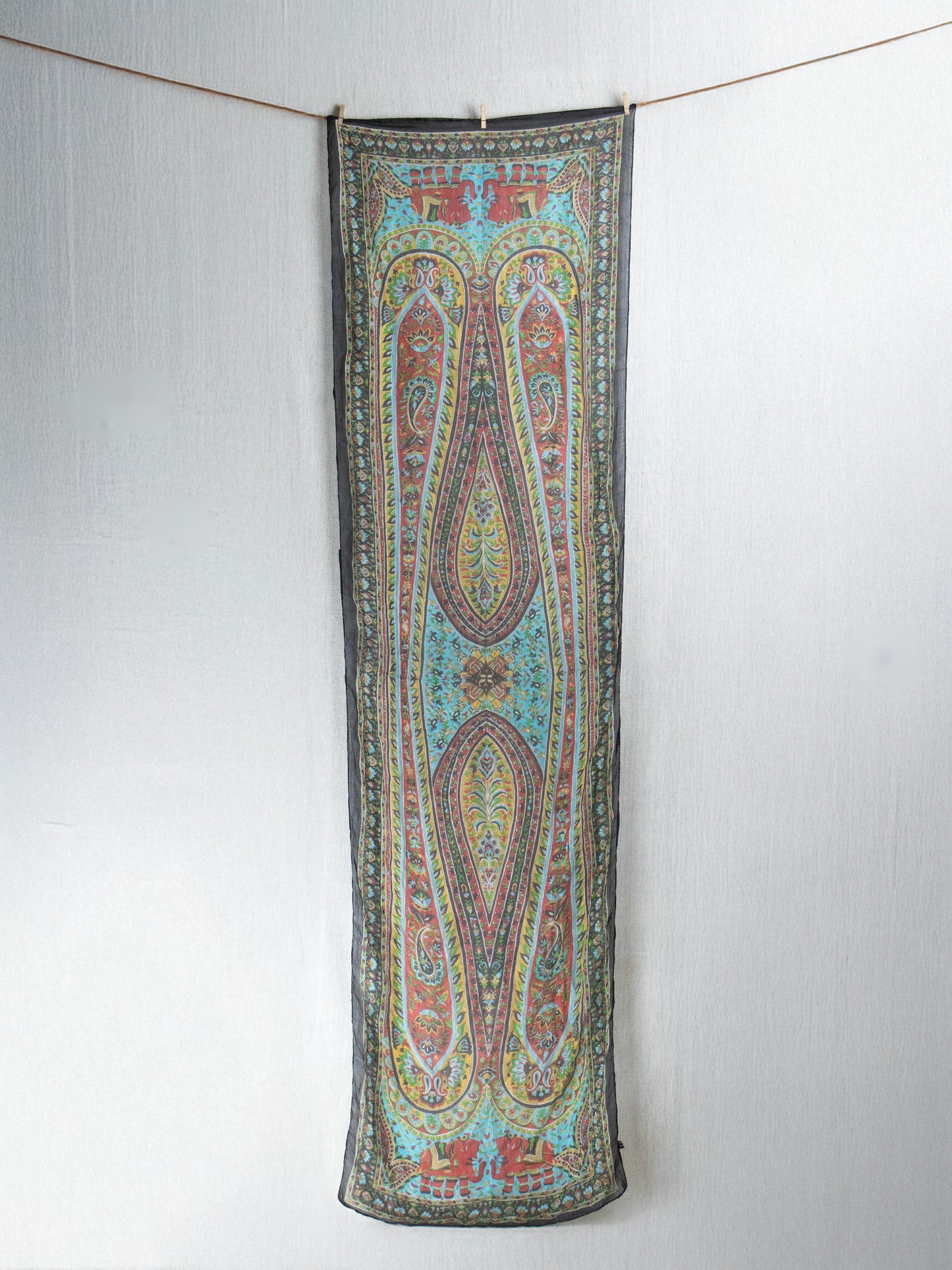 Multicolor x black Pure Silk scarf