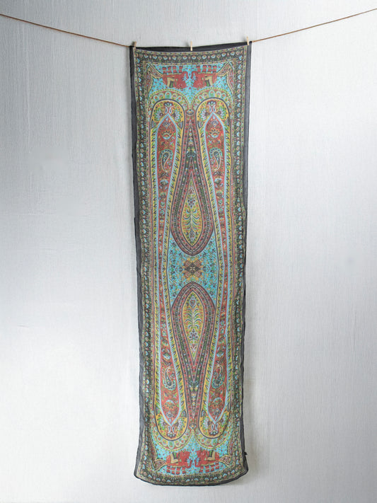 Multicolor x black Pure Silk scarf