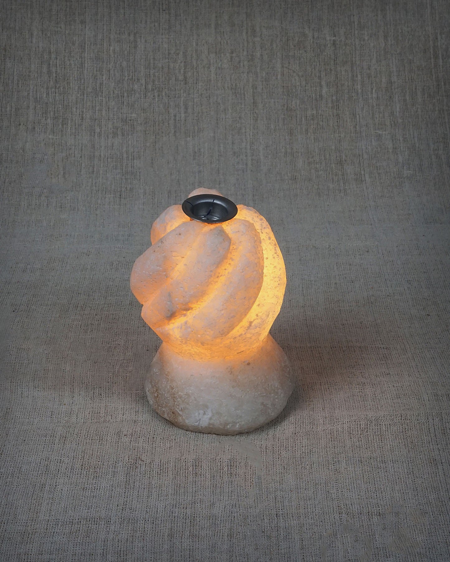 Spiral Oil Infused Rock Salt Lamps with Base.