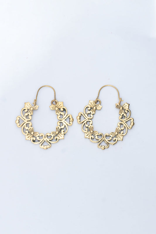Ornated Floral Hoop Earrings