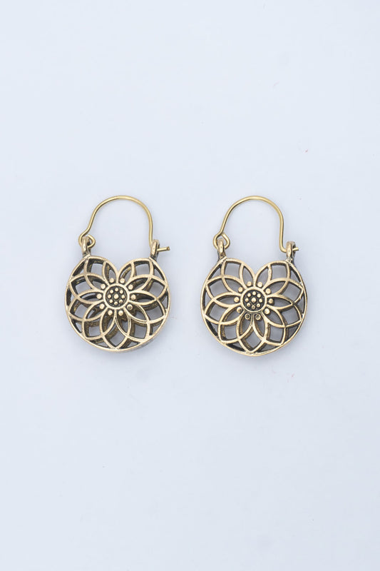 Lotus Double Opened Hoop Earrings