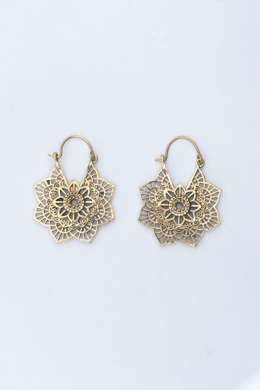 Mandala Floral Hoop Earrings